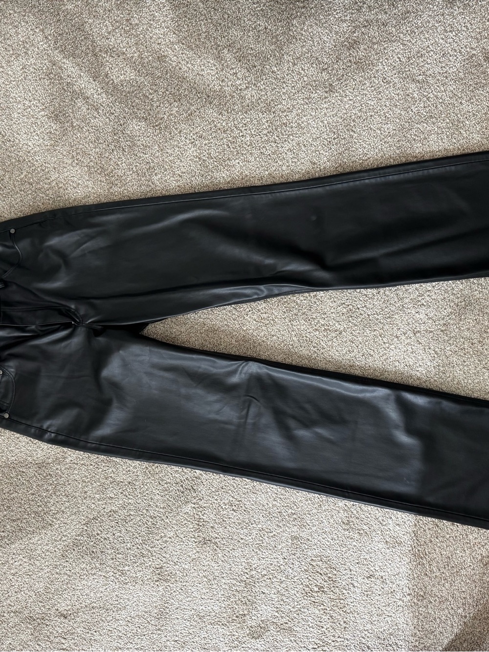 Women’s Black Faux Leather Pants - Classic Straight Fit